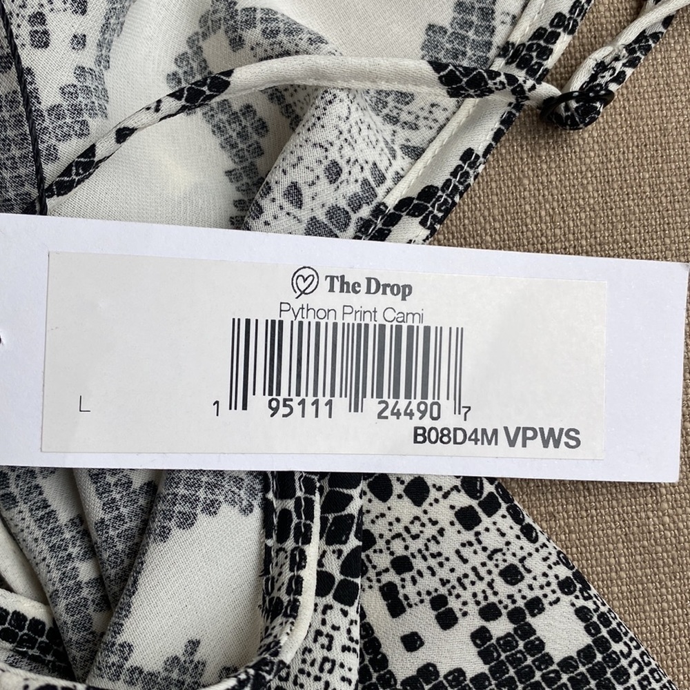 Snakeskin Python Print Black White Cami NEW Large - Picture 5 of 10